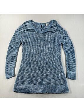 Lucky Brand Sweater Dress Women’s Medium Blue Long Sleeve Open Knit